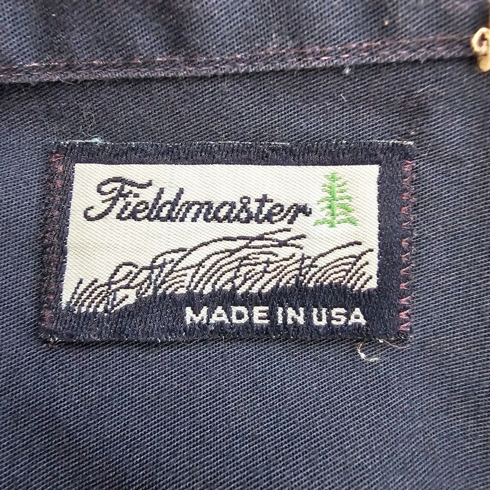 Vintage Sears Fieldmaster Work Shirt Mens XL Navy Blue Perma Prest Made in USA